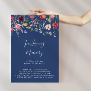 Boho Multifärgad Wildblomma in Loving Memory Sign Poster