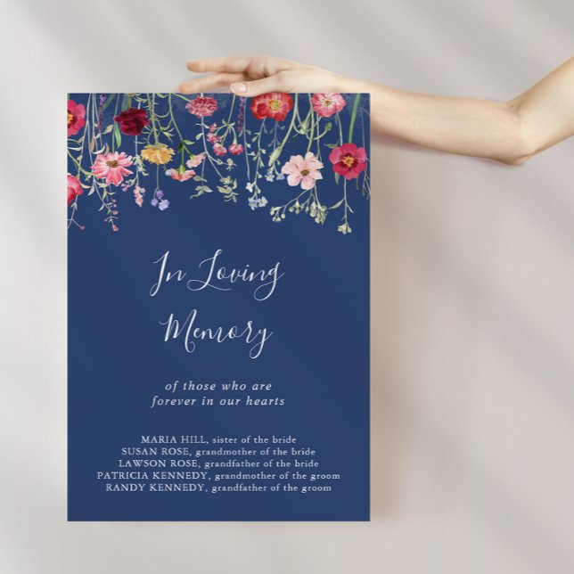 Boho Multifärgad Wildblomma in Loving Memory Sign Poster (Skapare uppladdad)