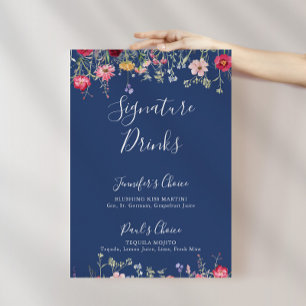 Boho Multifärgad Wildblomma Namnteckning Drinks-te Poster
