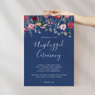 Boho Multifärgad Wildblomme Unplugged Ceremony Poster