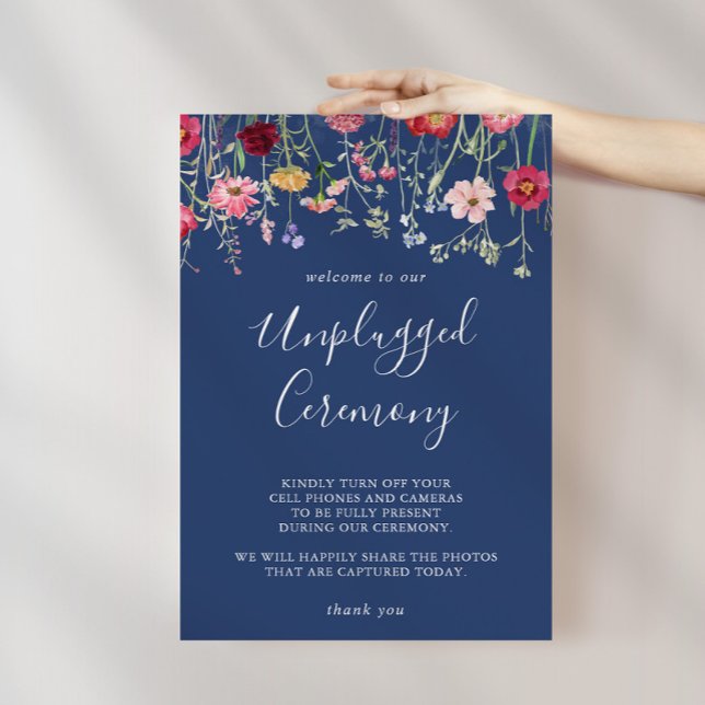 Boho Multifärgad Wildblomme Unplugged Ceremony Poster (Skapare uppladdad)