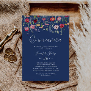Boho Multifärgad WildblomQuinceañera Inbjudningar