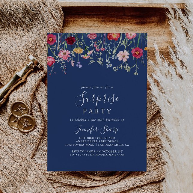 Boho Multifärgad WildblomSurprise Party Inbjudningar (Skapare uppladdad)