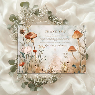 Boho Mushroom WildblommBröllop Tack Kort