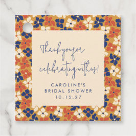 Boho Mustard Blue Blommigt Möhippa Tack Gåvor Etiketter