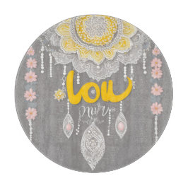 Boho Mustard Gul Broderad Mandala AI konst