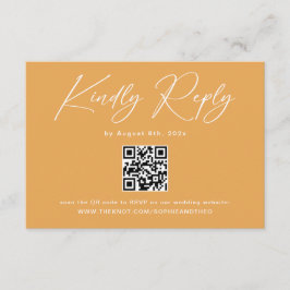 Boho Mustard Gul QR-kod Bröllop RSVP Tilläggskort
