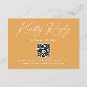 Boho Mustard Gul QR-kod Bröllop RSVP Tilläggskort