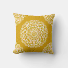 Boho Mustard Gult Mandala Kudde