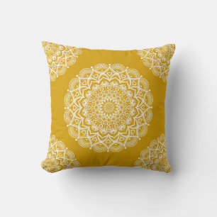 Boho Mustard Gult Mandala Kudde