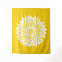Boho Mustard Gult Solros Mandala