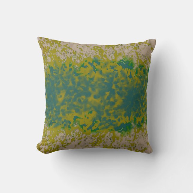 Boho Mustard Splatter Teal Design Kudde (Framsida)