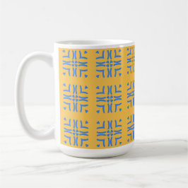 Boho Mustard Yellow & Blue Hearts Kaffemugg