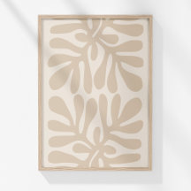 Boho Muted Beige Neutralt Botanical Abstrakt Art