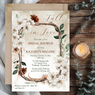 Boho Muted Fall Blommigt Fall in Kärlek Möhippa Inbjudningar