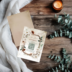 Boho Muted Fall Blommigt Möhippa Registry QR-kod Anteckningskort