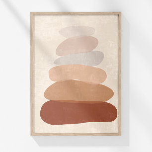 Boho Muted Neutralt Abstrakt Zen Stones Art Poster