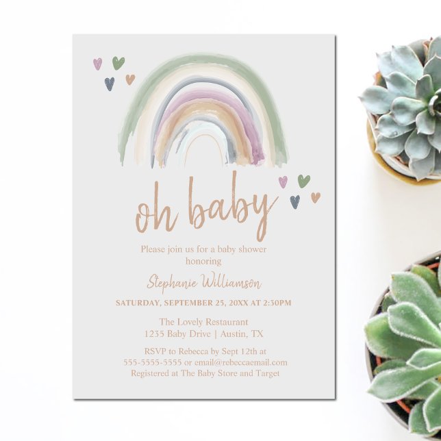 Boho Muted Rainbow Baby Shower Inbjudningar (Skapare uppladdad)