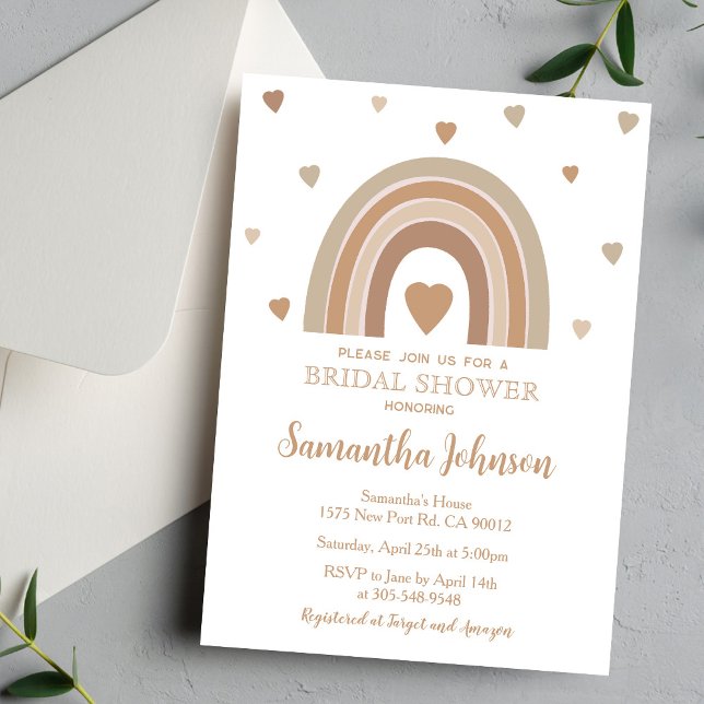 Boho Muted Rainbow Bridal Shower Invitation Inbjudningar (Skapare uppladdad)