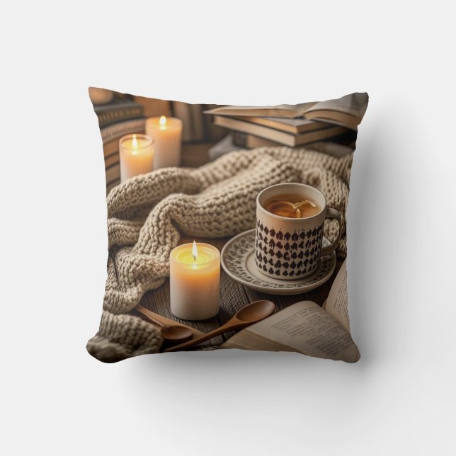 Boho mysig varm ljus från stearinljus  kudde (Framsida)