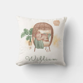Boho Mysigt Nalle Sömn Monogram Nursery Kudde