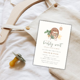 Boho Mysigt Nalle - Viloläge för babyskor Inbjudningar