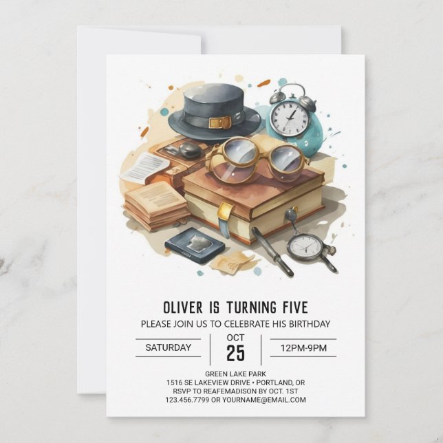Boho Mysteridetektiv Birthday Inbjudningar (Framsida)