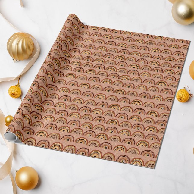 Boho Mystic Öga Rainbow Tan Background Presentpapper (Skapare uppladdad)