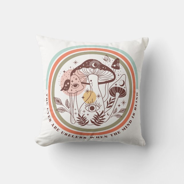Boho Mystical Mushroom Kudde (Framsida)