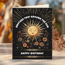 Boho Mystical Sol Birthday Kort
