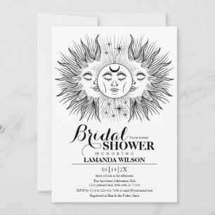 Boho Mystical Sol & Måne Celestial Möhippa Inbjudningar