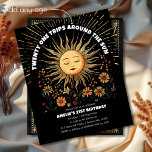 Boho Mystical Sun 21st Birthday Invitation<br><div class="desc">Make your teenager's 21st birthday an unforgettable celebration with our enchanting boho mystical sun birthday invitation! This beautifully designed invitation features a vibrant watercolor illustration of a brilliant boho sun surrounded by an array of blooming flowers, creating a cheerful and inviting atmosphere. At the center, the whimsical phrase "Twenty One...</div>