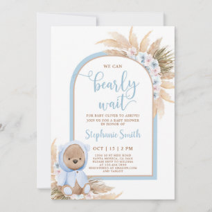 Boho Nalle Baby Shower Boy-inbjudan Inbjudningar