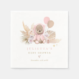 Boho Nalle Baby Shower Dekorations Napkins Pappersservett