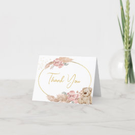 Boho Nalle Baby Shower eller Birthday Tack Kort