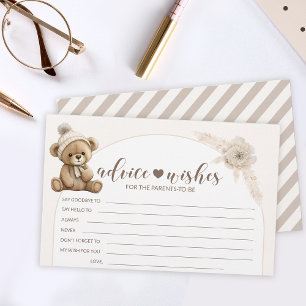 Boho nalle baby shower föräldrars råd önskemål brevpapper