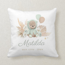 Boho Nalle Baby Shower Gift Sage Grönt Kudde