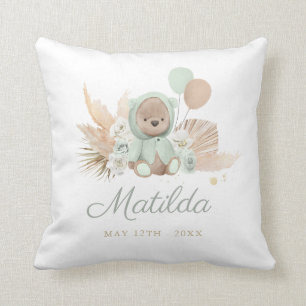 Boho Nalle Baby Shower Gift Sage Grönt Kudde