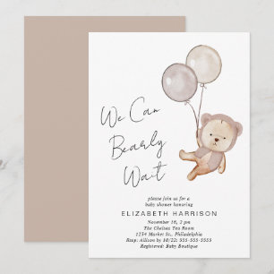 Boho Nalle Ballons Baby Shower Inbjudningar