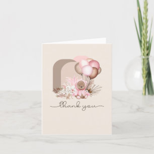 Boho Nalle & Balloons - Rosa, Brown, Neutralt Tack Kort