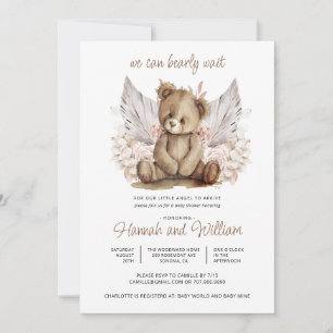 Boho Nalle Barly Wait Baby Shower Inbjudningar