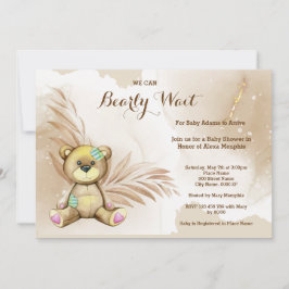 Boho Nalle Barly Wait Baby Shower Inbjudningar