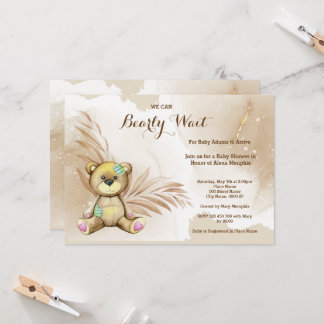 Boho Nalle Barly Wait Baby Shower Inbjudningar