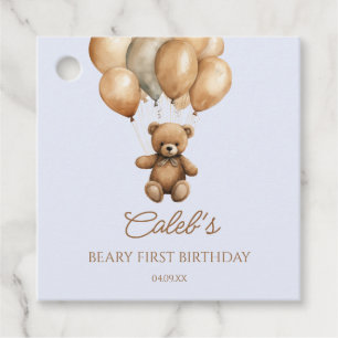 Boho Nalle Beary First Födelsedagsfest Gåvor Etiketter