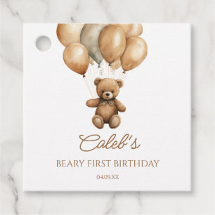 Boho Nalle Beary First Födelsedagsfest Gåvor Etiketter