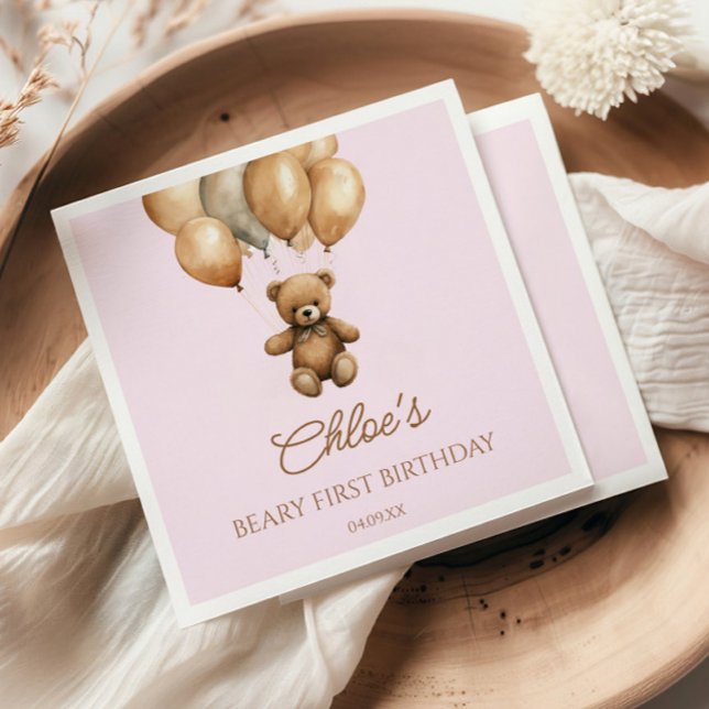 Boho Nalle Beary First Födelsedagsfest Pappersservett (Skapare uppladdad)