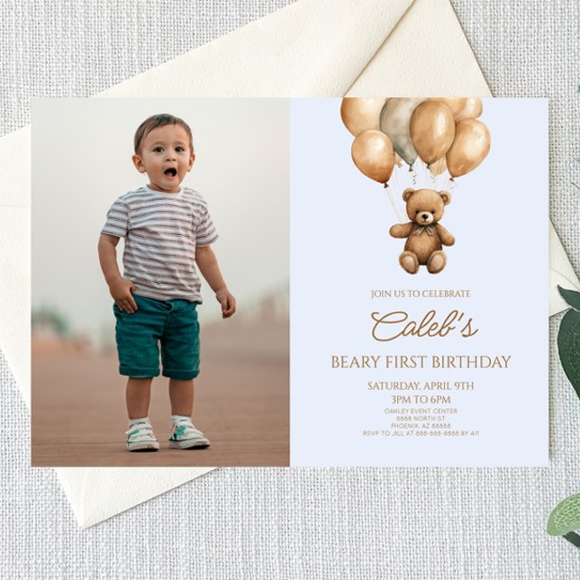 Boho Nalle Beary första födelsedagen Party Inbjudningar (Skapare uppladdad)