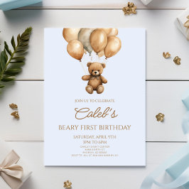 Boho Nalle Beary första födelsedagen Party Inbjudningar