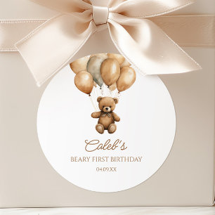 Boho Nalle Beary första födelsedagen Party Runt Klistermärke