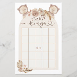 Boho Nalle Bingo Baby Shower-spel